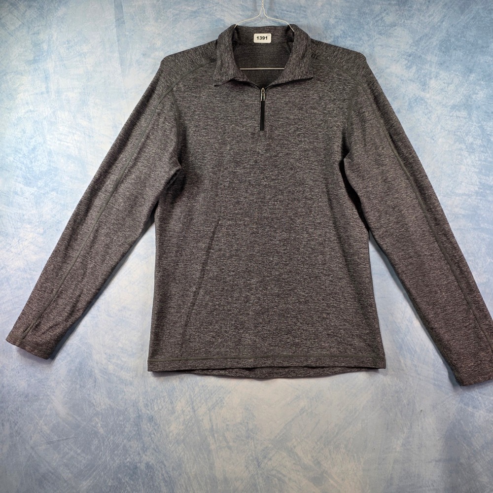 Lululemon Mens Half Zip Pullover Heathered Grey Long Sleeve Running Shirt M